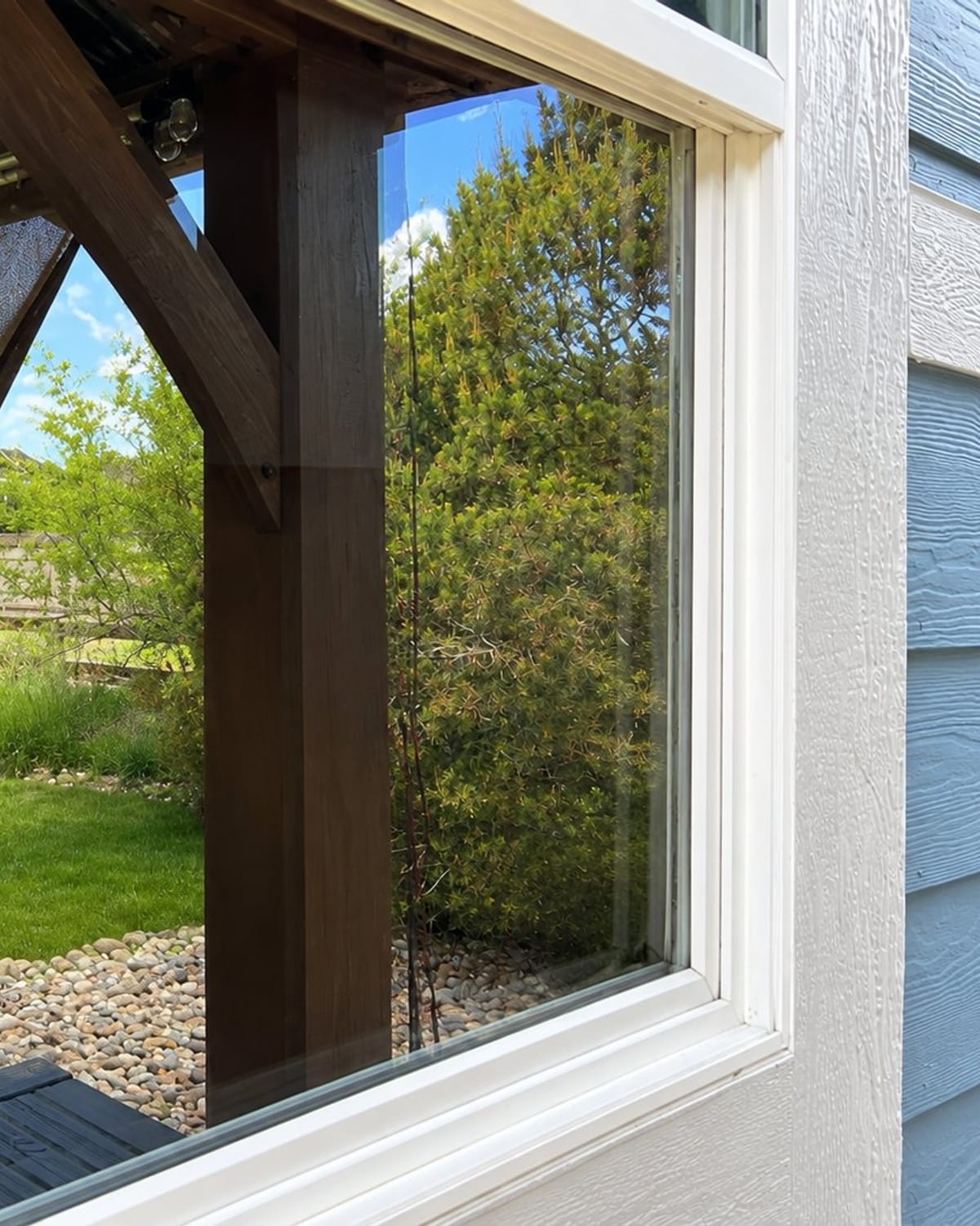 The same Parker-area window perfectly clear after a Butler's ClearView cleaning