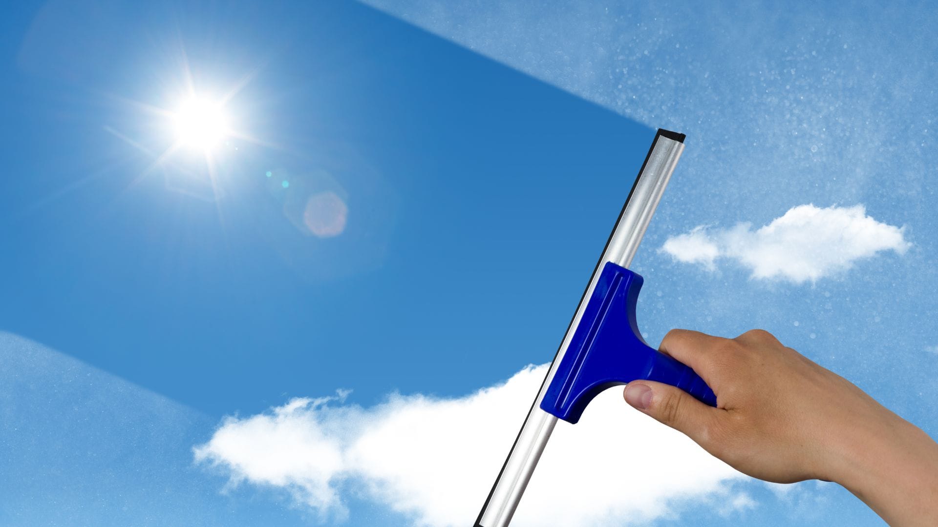 Exterior window washing on tall windows in Parker